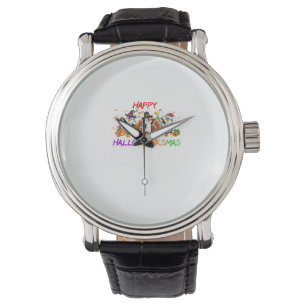 Happy Hallothanksmas Penguin Halloween Thanksgivin Horloge