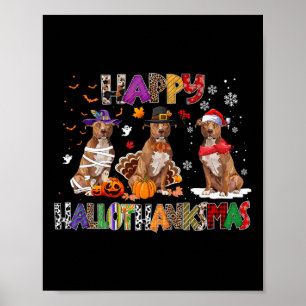 Happy Hallothanksmas Pitbull Hondenliefhebber Hall Poster