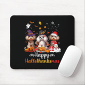 Happy Hallothanksmas Poedel Hond Halloween Kerstmi Muismat (Met muis)