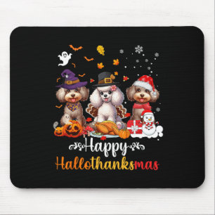 Happy Hallothanksmas Poedel Hond Halloween Kerstmi Muismat