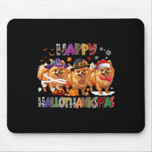 Happy Hallothanksmas Pommerse Hond Halloween Chri Muismat