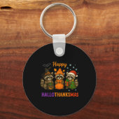 Happy Hallothanksmas Raccoon Halloween Christmas  Sleutelhanger (Voorkant)