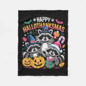 Happy Hallothanksmas Raccoon Halloween Merry Chris Fleece Deken (Voorkant)