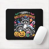 Happy Hallothanksmas Raccoon Halloween Merry Chris Muismat (Met muis)