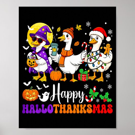 Happy Hallothanksmas Santa Goose Witch Soky Season Poster (Voorkant)