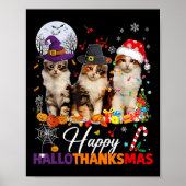 Happy Hallothanksmas Schattige Cats Halloween Than Poster (Voorkant)