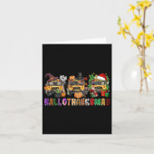 Happy Hallothanksmas School Bus Halloween Merry Ch Kaart (Gele Bloem)