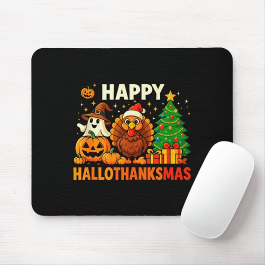 Happy Hallothanksmas Shirt, Halloween Thanksgiving Muismat (Met muis)