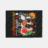 Happy Hallothanksmas Silly Goose Halloween Thanksg Fleece Deken (Voorkant (Horizontaal))