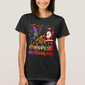 Happy Hallothanksmas Skeleton Pumpkin Turkey Santa T-shirt (Voorkant)