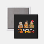 Happy Hallothanksmas Sloth Shirt Xmas Thanksgiving Magneet (Voorkant / Achterkant)