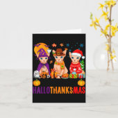 Happy Hallothanksmas Sphynx Cats Halloween Thanksg Kaart (Gele Bloem)