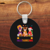 Happy Hallothanksmas Sphynx Cats Halloween Thanksg Sleutelhanger (Voorkant)