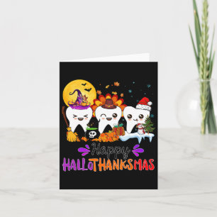 Happy Hallothanksmas Tanden Halloween Thanksgiving Kaart