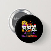 Happy Hallothanksmas Tanden Halloween Thanksgiving Ronde Button 5,7 Cm (Voorkant /achterkant)