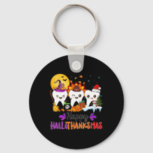 Happy Hallothanksmas Tanden Halloween Thanksgiving Sleutelhanger