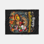Happy Hallothanksmas Thanksgiving Halloween Merry  Fleece Deken (Voorkant (Horizontaal))