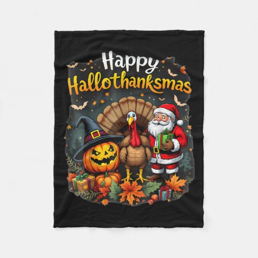 Happy Hallothanksmas Thanksgiving Halloween Merry  Fleece Deken (Voorkant)