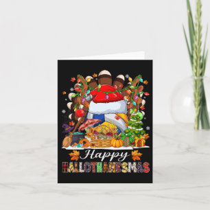 Happy Hallothanksmas Volleybal Halloween Thanksgiv Kaart