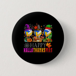 Happy Hallothanksmas Volleybal Halloween Thanksgiv Ronde Button 5,7 Cm