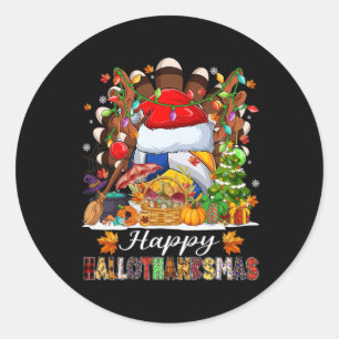 Happy Hallothanksmas Volleybal Halloween Thanksgiv Ronde Sticker