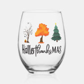 Happy HalloThanksMas wijnglas Wijnglas Zonder Voet (Voorkant)