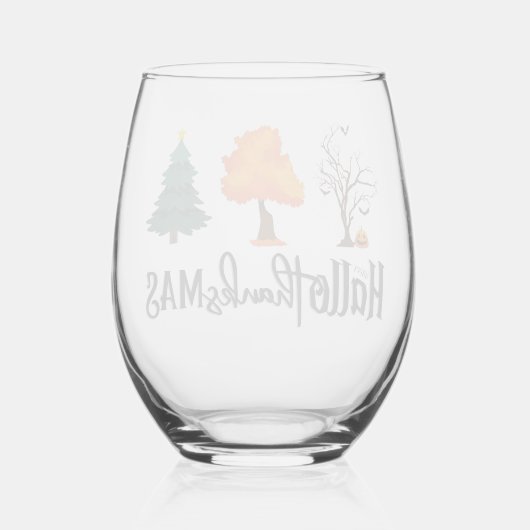 Happy HalloThanksMas wijnglas Wijnglas Zonder Voet (Achterkant)