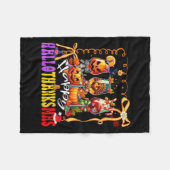 Happy Hallothanksmas Wine Gl Halloween Thanksgivin Fleece Deken (Voorkant (Horizontaal))