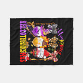 Happy Hallothanksmas Wine Gl Halloween Thanksgivin Fleece Deken (Voorkant (Horizontaal))