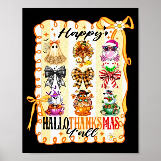 Happy Hallothanksmas Y’all Coquette Bow Halloween  Poster (Voorkant)