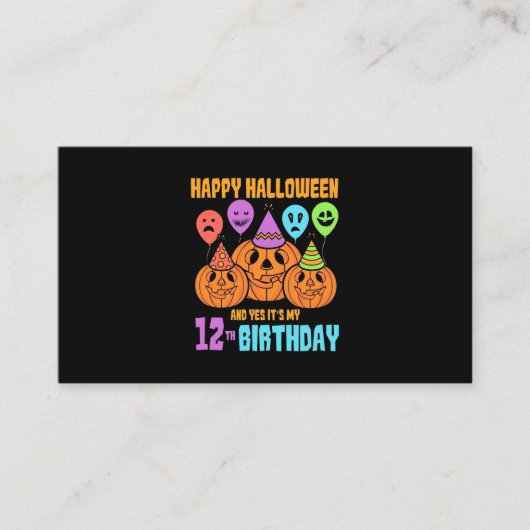 Happy Halloween 12th Birthday Visitekaartje (Voorkant)