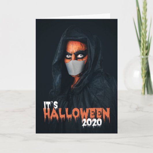 Happy Halloween 2020 Monster in Face Mask Feestdagen Kaart (Voorkant)