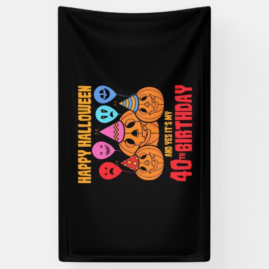 Happy Halloween 40th Birthday Spandoek (Verticaal)