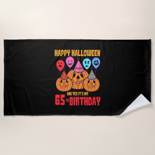 Happy Halloween 65th Birthday Strandlaken (Voorkant)