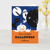 Happy Halloween. Aangepaste naam Halloween Kaart (Gele Bloem)