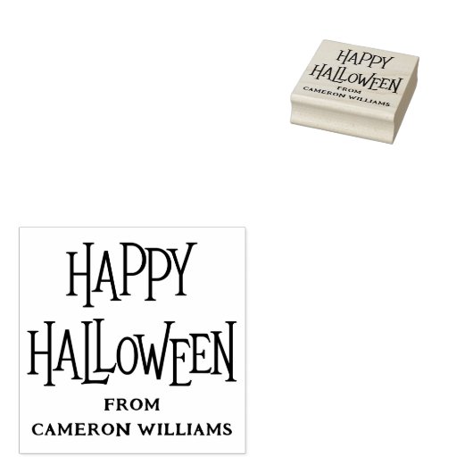 Happy Halloween aangepaste naam of tekst Rubberstempel (Gestempeld)