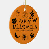 Happy Halloween aangepaste naam zwart-oranje decor Keramisch Ornament (Rechts)