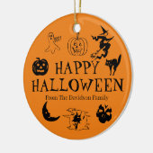 Happy Halloween aangepaste naam zwart-oranje decor Keramisch Ornament (Links)
