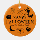 Happy Halloween aangepaste naam zwart-oranje decor Keramisch Ornament (Achterkant)