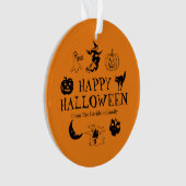 Happy Halloween aangepaste naam zwart-oranje decor Ornament (voorkant)
