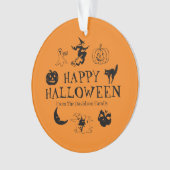 Happy Halloween aangepaste naam zwart-oranje decor Ornament (voorkant)