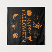 Happy Halloween aangepaste naam zwart oranje decor Wandkleed (Voorkant (horizontaal))