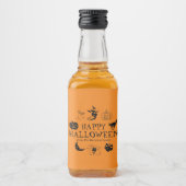 Happy Halloween aangepaste naam zwart-oranje spook Likeurfles Etiket (Voorkant)