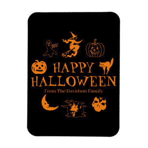 Happy Halloween aangepaste naam zwart sinaasappel Magneet
