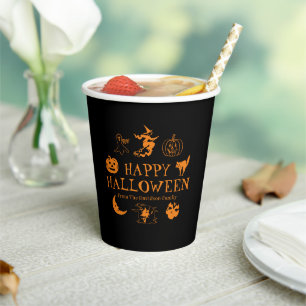 Happy Halloween aangepaste naam zwart sinaasappel Papieren Bekers