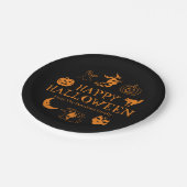 Happy Halloween aangepaste naam zwart sinaasappel  Papieren Bordje (Gekanteld)