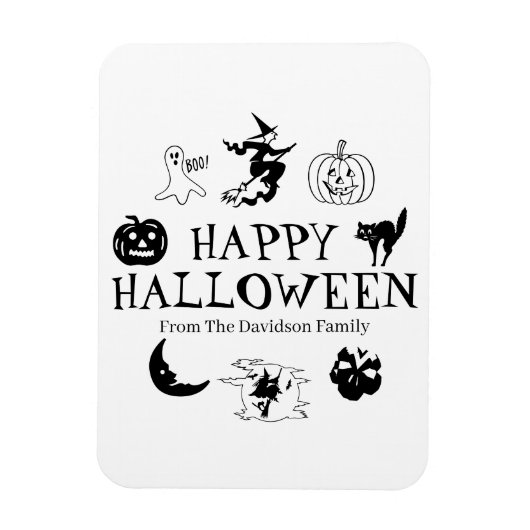 Happy Halloween aangepaste naam zwart wit Magneet (Verticaal)