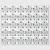 Happy Halloween aangepaste naam zwarte spooky Cadeaupapier (Vlak)