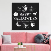 Happy Halloween aangepaste naam zwarte spooky deco Canvas Afdruk (Insitu (Woonkamer))