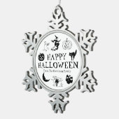 Happy Halloween aangepaste naam zwarte spooky deco Tin Sneeuwvlok Ornament (Rechts)